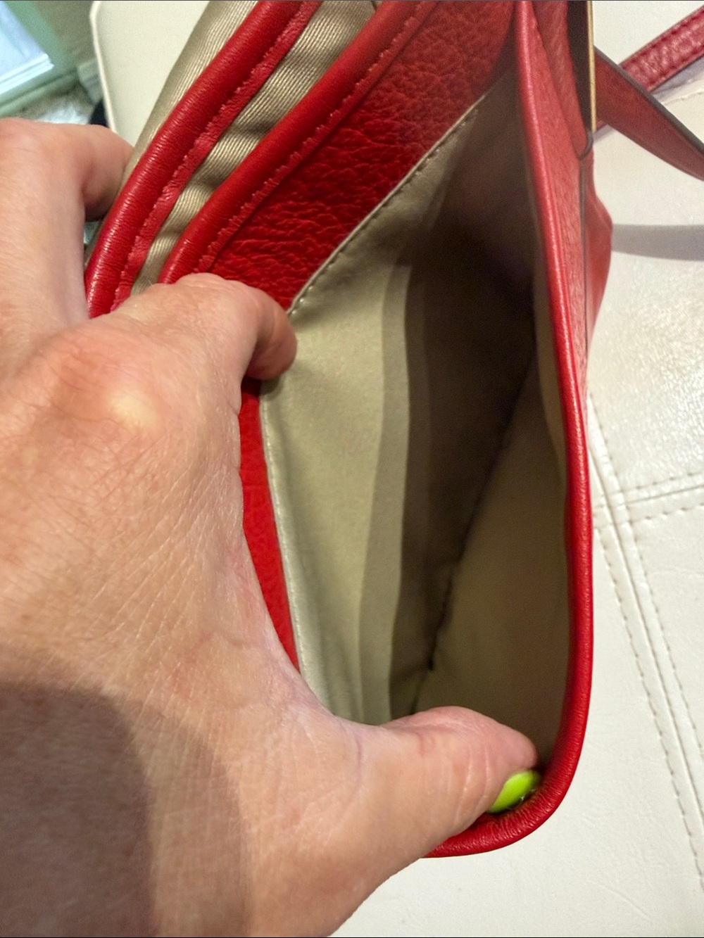 Coach Red Pebbled Leather Crossbody Bag with Gold Hardware - Picture 7 of 7